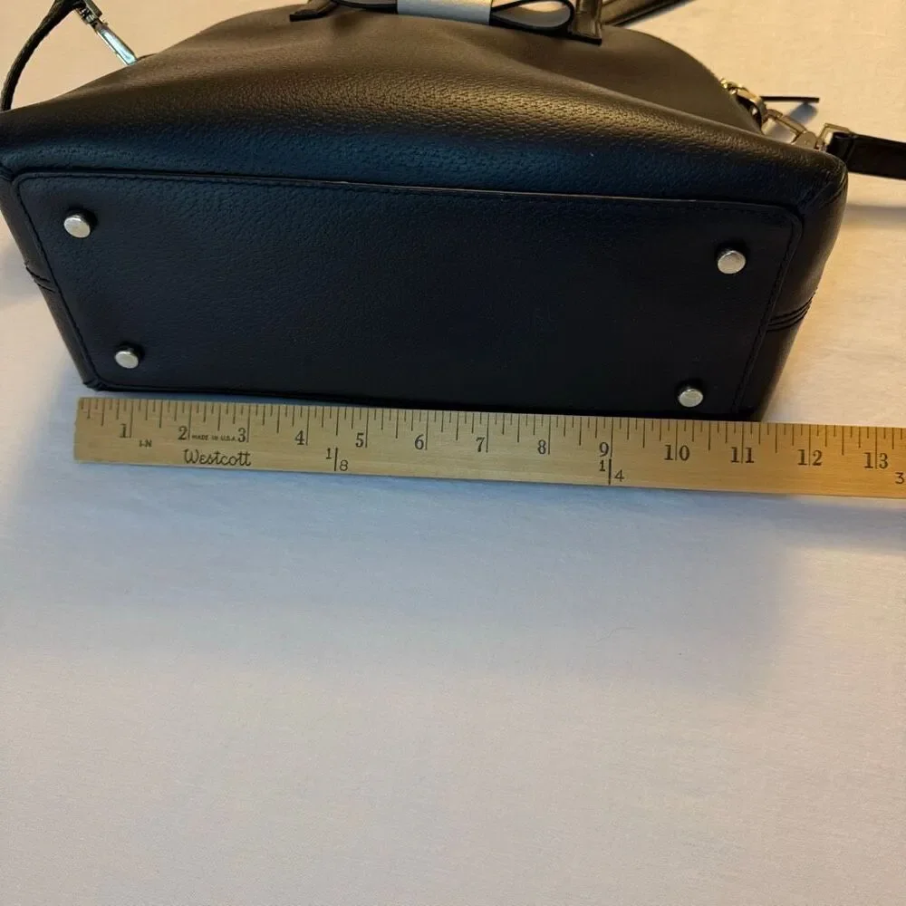 Kate Spade New York | Black Leather Purse | Ivory Bow | Crossbody Bag
